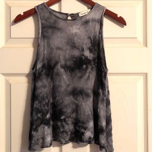 Black and Gray Tie-Dye Tank Top
